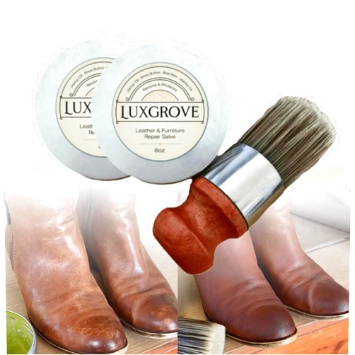 ZENKLET Luxgrove Leather Salve, Luxgrove Leather Repair, Luxgrove Leather Cream, Luxgrove Furniture Repair, Leather & Furniture Repair Salve Applicator Brush, Furniture Salve for Leather (1, 2Pcs)