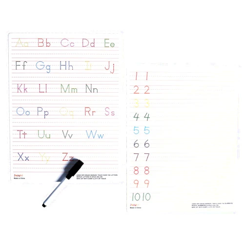 ZazzyKid Dry Erase Alphabet Tracing Board: Letter and Numbers Handwriting Practice for Kids Learning, Reusable Boards for Kindergarten and Preschool