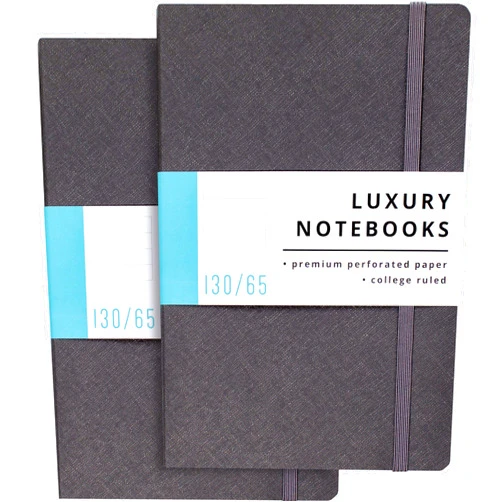 Papercode Lined Journal Notebooks (2 Pack) - Luxury Journals for Writing w/ 130 Pages, Soft Cover - Executive Notebooks for Work, Travel, College - Gray