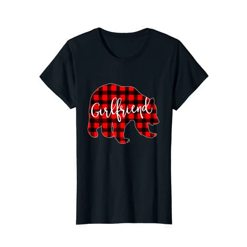 Red Plaid Matching Family Bear Christmas Buffalo Red Plaid Girlfriend Bear Matching Family Christmas Buffalo T-Shirt
