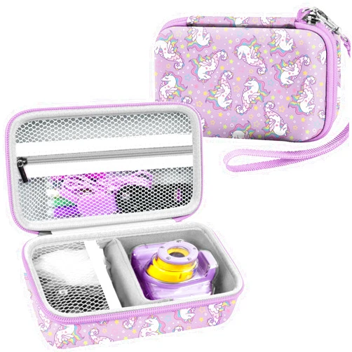 Leayjeen Waterproof Camera Case Compatible with Agoigo/Yoophane/DEKER/MIIULODI for Underwater HD Kids Toy Digital Camera for Ages 3-12 Years Old-Purple Unicorn（Case Only）