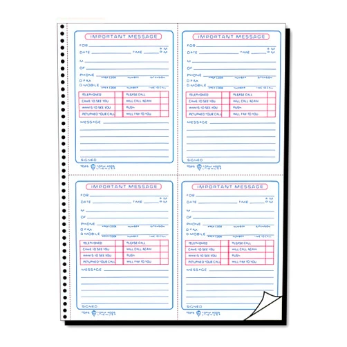 TOPS Phone Message Book, Spiral Bound, 2-Part, Carbonless, White and Canary, 4 Messages per Page, 400 Sets (4009)