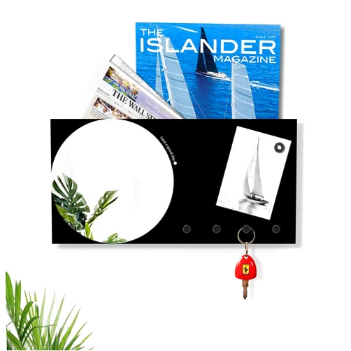 DesignObject.it dESIGNobJECT Mirror keyholder Organizer Mirror&More Black 40x20 with 3 Magnets