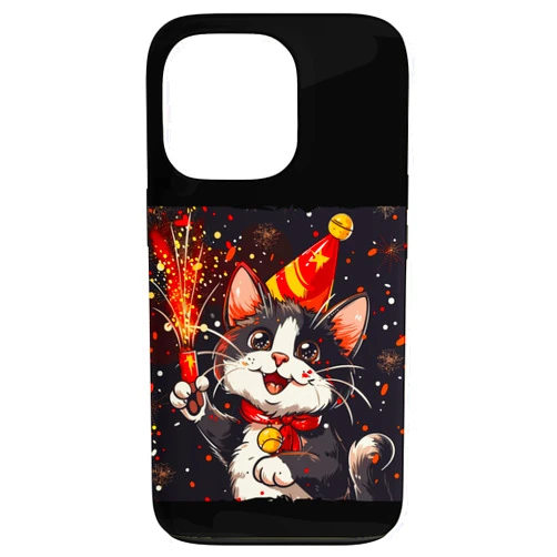 Happy New Year Cat iPhone 13 Pro Ring in the New Year Costume with a Cool Cat Vibe Case
