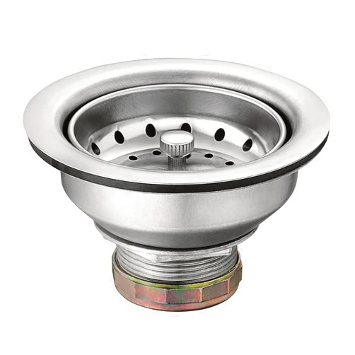 Moen Kitchen Sink Stainless Steel Basket Strainer with Drain Assembly, 3-1/2 Inch Sink Drain Stopper Plug, 22036