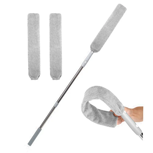 FunCee Extendable Gap Mop Dust Cleaner, Under Furniture, Fridge & Appliance Microfiber Hand Duster, Extension Pole Dust Scrub Brush for Damp and Dry, Cleaning Supplies Tools for Bedroom Bed Sofa Kitchen