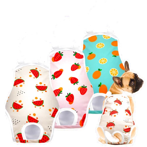 Jollywoods 3 Pack Washable Female Dog Diaper Onesie Sanitary Pantie with Adjustable Suspender, Reusable Fixed Doggie Diapers, Super Absorbent Leakproof for Small Medium Large Dog in Heat Cycle