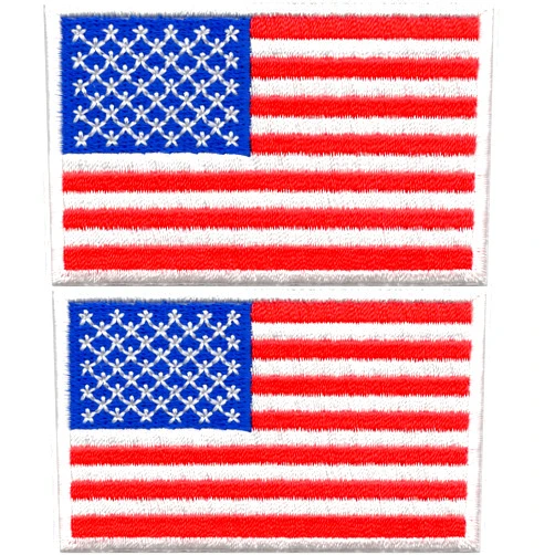 Laughing Lizards American Flag (2-Pack) Iron On Patches, USA United States of America, US Flag Patch, sew on for Cloth Uniform Hat Backpack Jacket Pants Accessories (Standard)