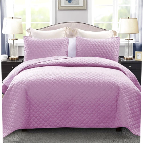 Exclusivo Mezcla Ultrasonic Reversible Twin Quilt Bedding Set with Pillow Sham, Lightweight Quilts Twin Size, Soft Bedspreads Bed Coverlets for All Seasons - (Lilac, 68