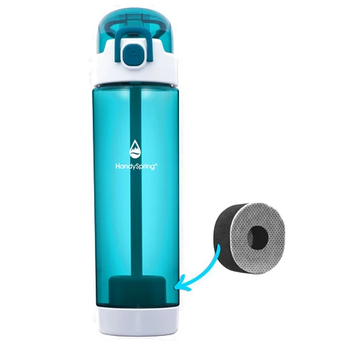 HandySpring - Water Bottle With Filter, Filtered Water Bottle, Water Filter Bottle, Refillable Water Bottles, BPA Free Hydrate Water Bottle, Portable Water Filter, 26 Oz Filter Water Bottle (GREEN)