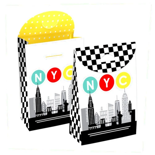 Big Dot of Happiness NYC Cityscape - New York City Gift Favor Bags - Party Goodie Boxes - Set of 12