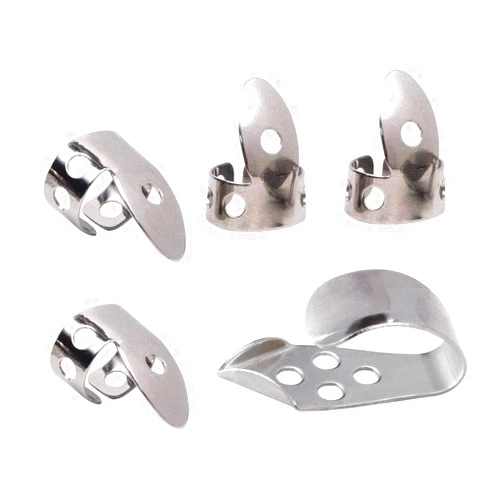 Jiayouy 5Pcs Guitar Thumb Finger Picks Set Stainless Steel Finger Picks for Gutiar Bass Ukulele Banjo Silver B