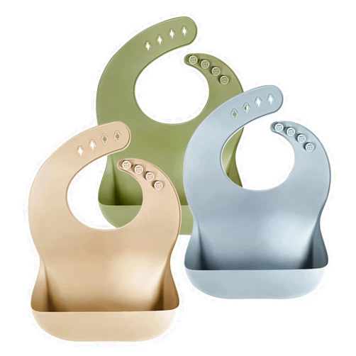 BXLL Silicone Baby Bibs Baby Feeding Set, 3Pcs Adjustable Silicone Feeding Bibs for Baby Feeding Essentials Baby Must Haves