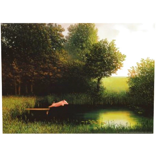 MostlyPosters.com (20x28) Michael Sowa Diving Pig Kohler's Schwein Art Print Poster
