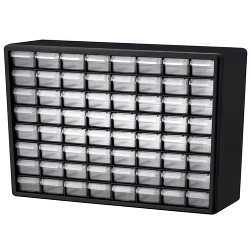 Akro-Mils 64 Drawer 10164, Plastic Parts Storage Hardware and Craft Cabinet, (20-Inch W x 6-Inch D x 16-Inch H), Black (1-Pack) - 1