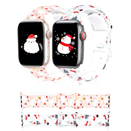 AYCQ 2 Pack Christmas Watch Bands for Apple Watch Band 38mm 40mm 41mm 42mm 44mm 45mm 49mm Fall Floral Women Men Girls Holiday Cute Soft Snowman Santa Reindeer ELK Snowflake Xmas Gift Silicone Sport Wristbands Replacement Strap For iphone iWatch Ultra SE Series 8/7/6/5/4/3/2/1