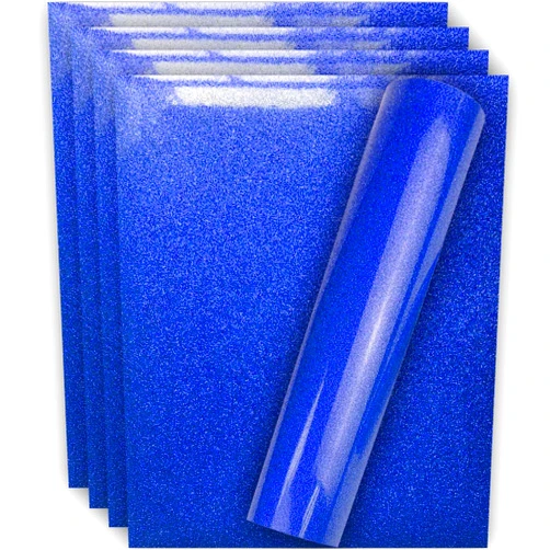 Tvinyl Warehouse Royal Blue Glitter HTV Heat Transfer Vinyl for T-shirt, 12
