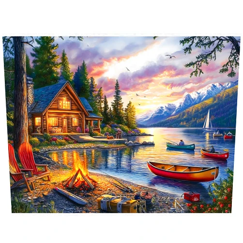 Zhiseoyi Jigsaw Puzzle for Adults 500 Pieces – 500 Piece Puzzle with Scenic Cabin, Interlocking Adult Puzzles, Letter Clues, 1:1 Poster, Home Decor Gift | 20.5 x 15 in