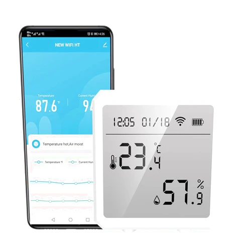 Haozee Smart WiFi Temperature and Humidity Sensor,Tuya Indoor Hygrometer Thermometer with LCD Display,Support Alexa Google Assistant,Remote Monitor for Room Greenhouse Incubator Wine Cellar