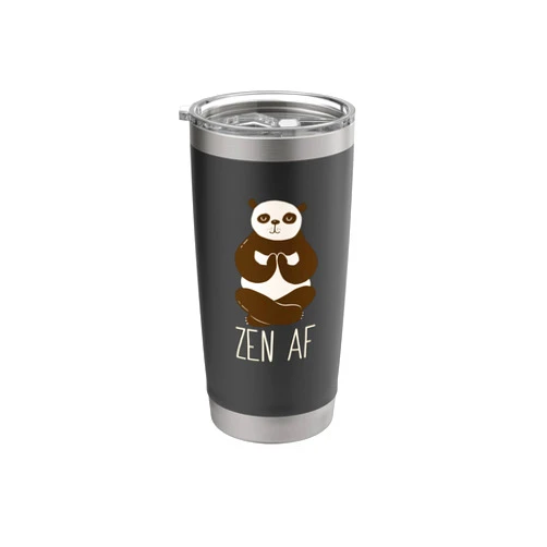 CUTE PANDA MEMES ZEN AF Panda Meditating Yoga Mindful as F-ck Meme Stainless Steel Insulated Tumbler