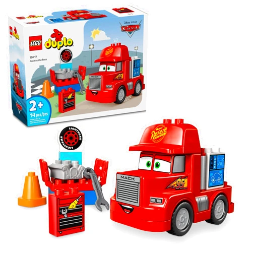 LEGO DUPLO Disney and Pixar’s Cars Mack at The Race Construction Set, Toddler Toy for Boys and Girls, Car Toy for Kids to Learn Through Play, Buildable Red Hauler Truck from The Cars Movie, 10417