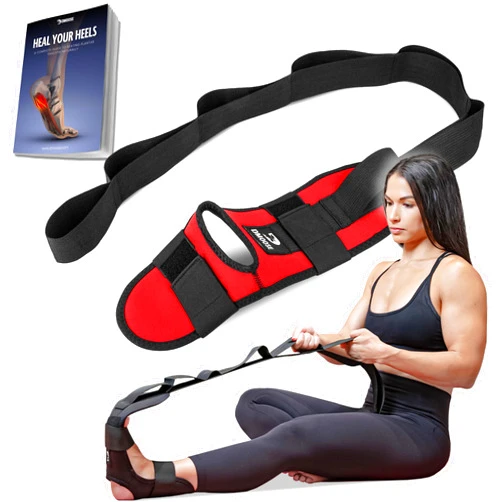 DMoose Fitness Calf Stretcher & Foot Stretcher for Plantar Fasciitis - Hamstring Stretching Strap for Achilles Tendonitis, Leg Ligament Stretching Belt for Pain Relief, Dancers & Yoga