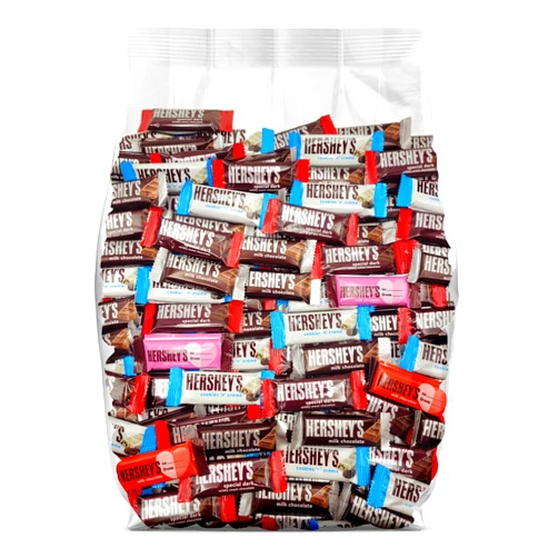 Yummy Chew Assorted Hershey Snack Size Chocolate Bars - Bulk Hershey Chocolate Mix - 100 Individually Wrapped Milk Chocolate, Dark Chocolate, Cookies & Crème Candy Bars - Bulk Candy Variety Pack for Party Favors, Gift Bags - 100 Pieces