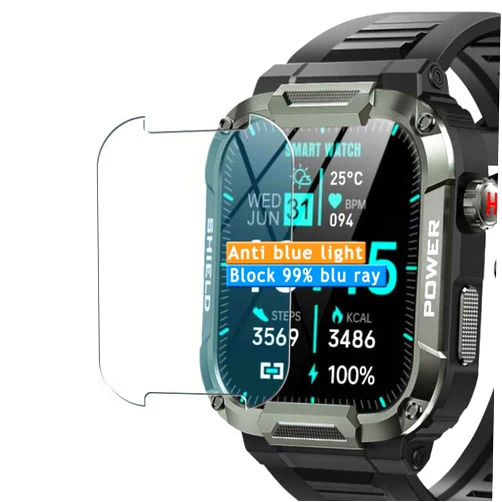 Compatible with Jireausty MK66 1.85 smart watch Vaxson 3-Pack Anti Blue Light Screen Protector, compatible with Jireausty MK66 1.85