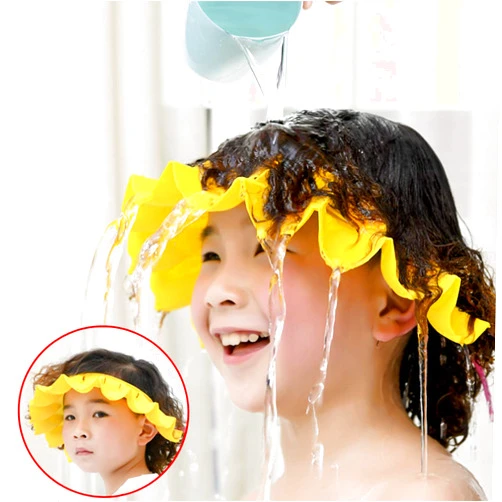 OLEWELL Baby Shower Cap Silicone Bathing Hat, Adjustable Shower Cap Kids, Infants Soft Protection Hat Safety Visor Cap Hat for Toddler Children (Yellow, Big Size(1-12 Years old/16.5-22.8 Inches))