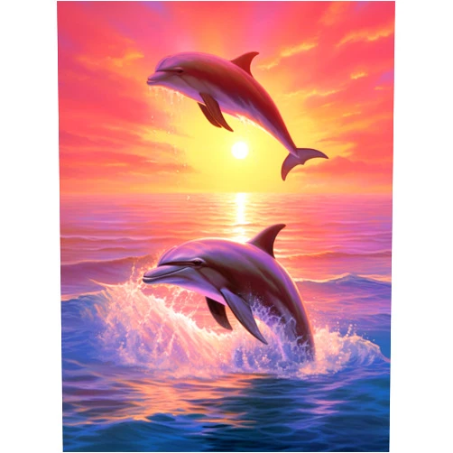 JIANCHENGART 5D Diamond Painting Kit,Ocean Animal Dolphin Turtle Fish Painting Dot 100% Full Drill Painting Cross Stitch Wall Decoration 30x40cm/11.8x15.7 inch (Dolphin-1)