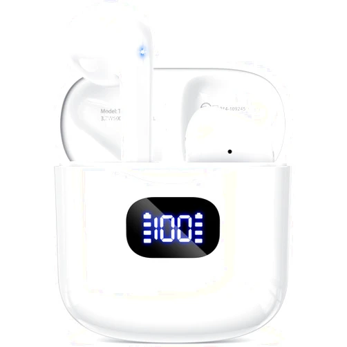 KTGEE Wireless Earbuds Bluetooth 5.3 Headphones, 40Hrs Playback Stereo Ear Buds with LED Display Charging Case IPX7 Waterproof in-Ear Earphones with Mic for Phone Tablet Laptop Sports, White