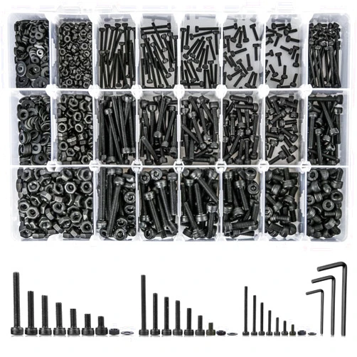 K Kwokker Metric Bolt Assortment M2 M3 M4, 21 Sizes 4MM to 30MM Upgraded Zinc Plated Hex Socket Head Cap Machine Screws, 12.9 Alloy Steel Bolts and Nuts Kit Screws Nuts and Washers
