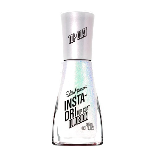 Sally Hansen Insta-Dri Nail Polish Top Coat | Quick Dry, Long Lasting, Streak-Free Shine, Sheer | Illusion | Shimmery White Nail Polish