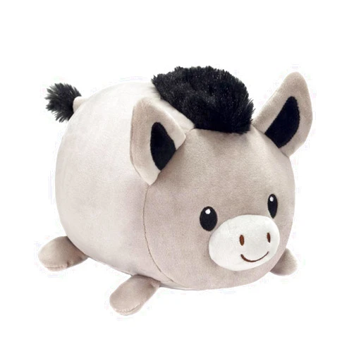 Plush Gear Snuggly Dixie Lil’ Huggy - 8” Donkey Plush Toy with Soft and Squishy Pillow - Cute and Cuddly Stuffed Animal for Kids, Baby Showers, Birthdays