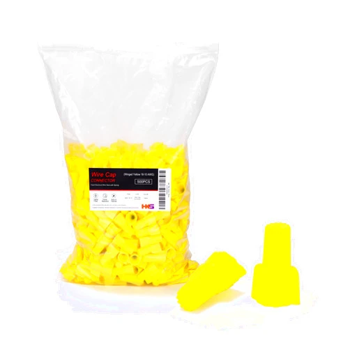 HKS 500 PCS Yellow Wire Nuts - AWG 20-10 Winged Electrical Wire End Connectors - Twist-On Screw Caps Insulated Insertion with Spring Portable & Quick to Connect