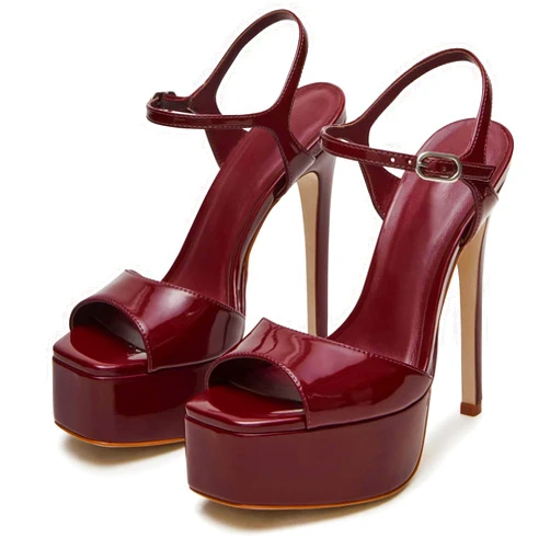 UBWDU Stiletto High Platform Heels for Women Square Open Toe Ankle Strap Heeled Sandals Prom Dress Shoes