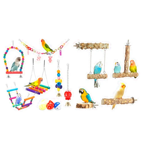 LovyoCoCo Parakeet Toys,Swing Hanging Standing Chewing Toy Hammock Climbing Ladder Bird Cage Colorful Toys Suitable for Budgerigar, Parakeet, Conure, Cockatiel, Mynah, Love Birds, Finches