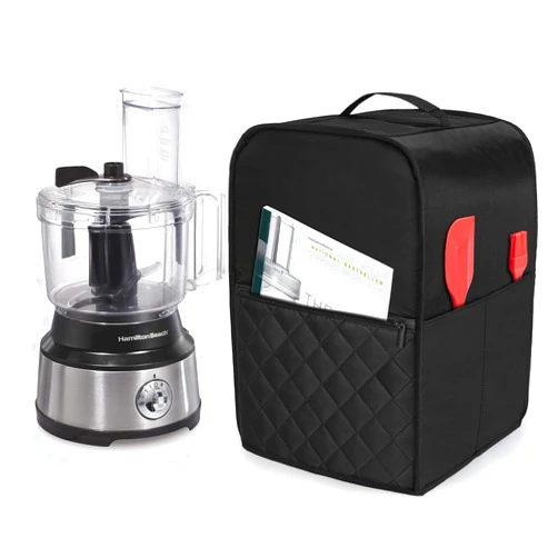 Luxja Food Processor Cover Compatible with Cuisinart and Hamilton Beach 10-14 Cup Processor, Food Processor Dust Cover with Accessories Pockets, Black
