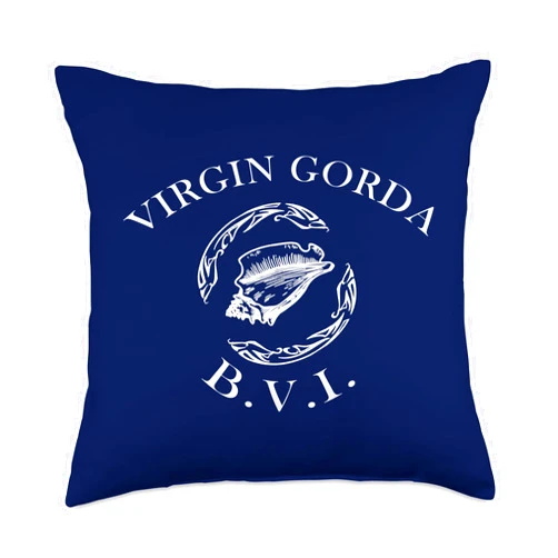 BVI Designs - Travel Souvenir - Spike Apparel Vintage Retro Tribal Conch Shell Virgin Gorda Throw Pillow