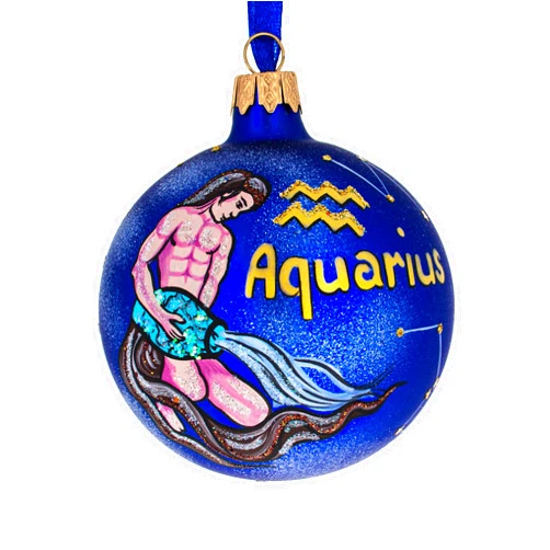 BestPysanky Aquarius Zodiac Horoscope Sign Glass Ball Christmas Ornament 3.25 Inches