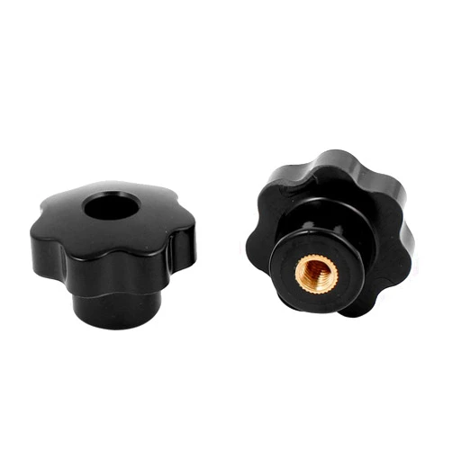 Aexit M8mm Female Furniture Hardware Thread 39mm Dia Star Head Screw Clamping Knob Grips Furniture Pads Black 2pcs
