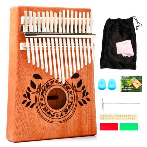 UNOKKI Kalimba 17 Key Thumb Piano, Portable Mahogany Mbira Finger Piano with Instruction, Carrying Bag, Tune Hammer, Holiday Gift for Kids & Adults (Light Brown)