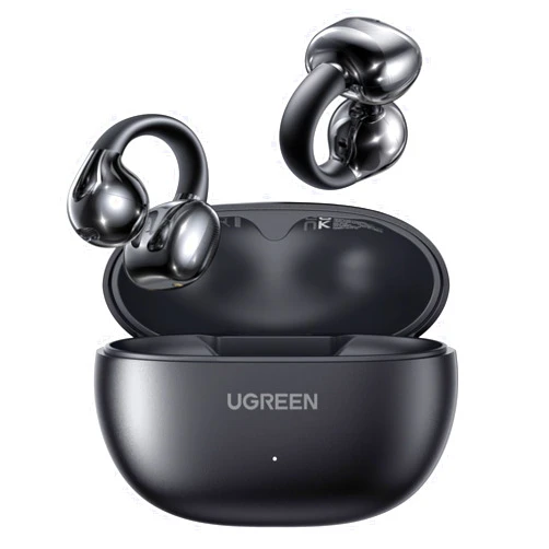UGREEN HiTune S3 Open Ear Earbuds Bluetooth 5.4 Clip On Wireless Headphones ENC Mic for Clear Calls 30H Playtime IPX5 Waterproof Earphones for Running Workout, Cyclists, Compatible with iPhone, Black