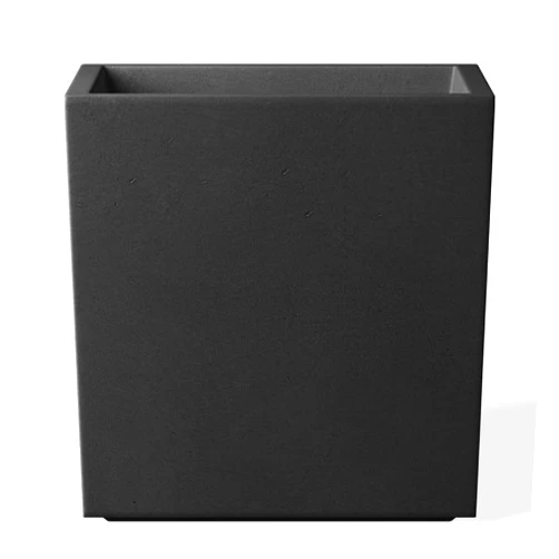 Kante 10 Inch Square Concrete Planter for Outdoor Indoor Home Patio Garden, Large Plant Pot with Drainage Hole and Rubber Plug, Black