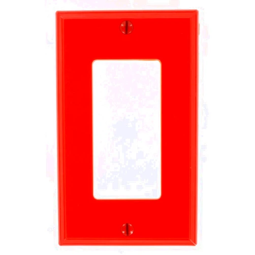 Leviton 80401-NR 1-Gang Decora/GFCI Device Wallplate, Standard Size, Thermoplastic Nylon, Device Mount, Red