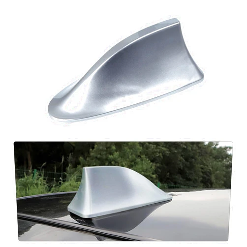 Wogomz Shark Fin Antenna Cover for Car, Auto Top Roof Aerials AM/FM Radio Signal Base with Adhesive Tape, Decorative Top Mounted Dummy Roof Aerial, Universal Car Accessories (Silver)