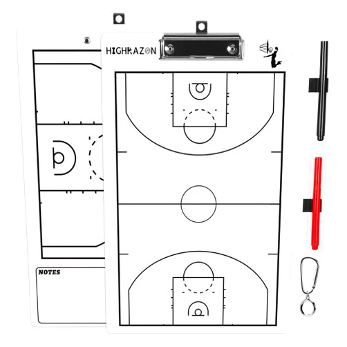 HIGHRAZON Basketball Coaches Clipboard,White Double-Sided Dry Erase Coach Clipboard, Basketball Whiteboard for Coaches, White Board with Marker for Coaches Gift