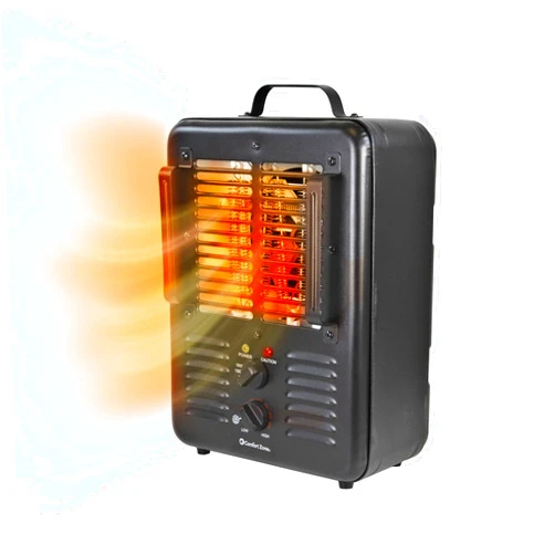 Comfort Zone Electric Portable Utility Space Heater with Adjustable Thermostat, Overheat Protection, & Tip-Over Switch, 1500W, CZ799BK