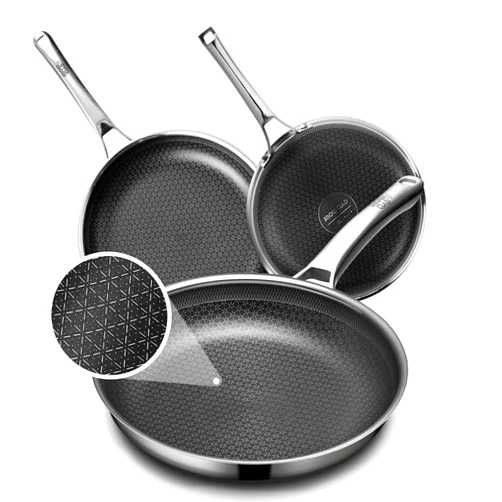 OATOFP Non Stick Frying Pans Set, Hybrid Pans Set Nonstick (8+10+12inch),Pan for cooking, PFOA Free Kitchen set, Dishwasher and Oven Safe Cookware Sets, Induction Compatible Stainless Steel Skillets