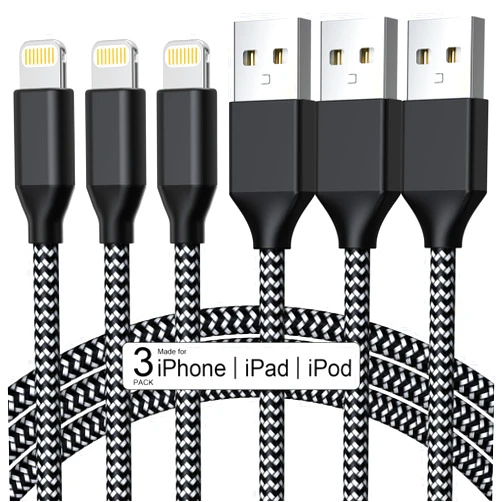 BSJXD 3 Pack iPhone Charger 10 FT Apple MFi Certified Fast Charging Lightning Cable Nylon Braided High Speed Transfer Cord for iPhone 14 13 12 11 Pro Max XR XS X 8 7 6 Plus iPad and More